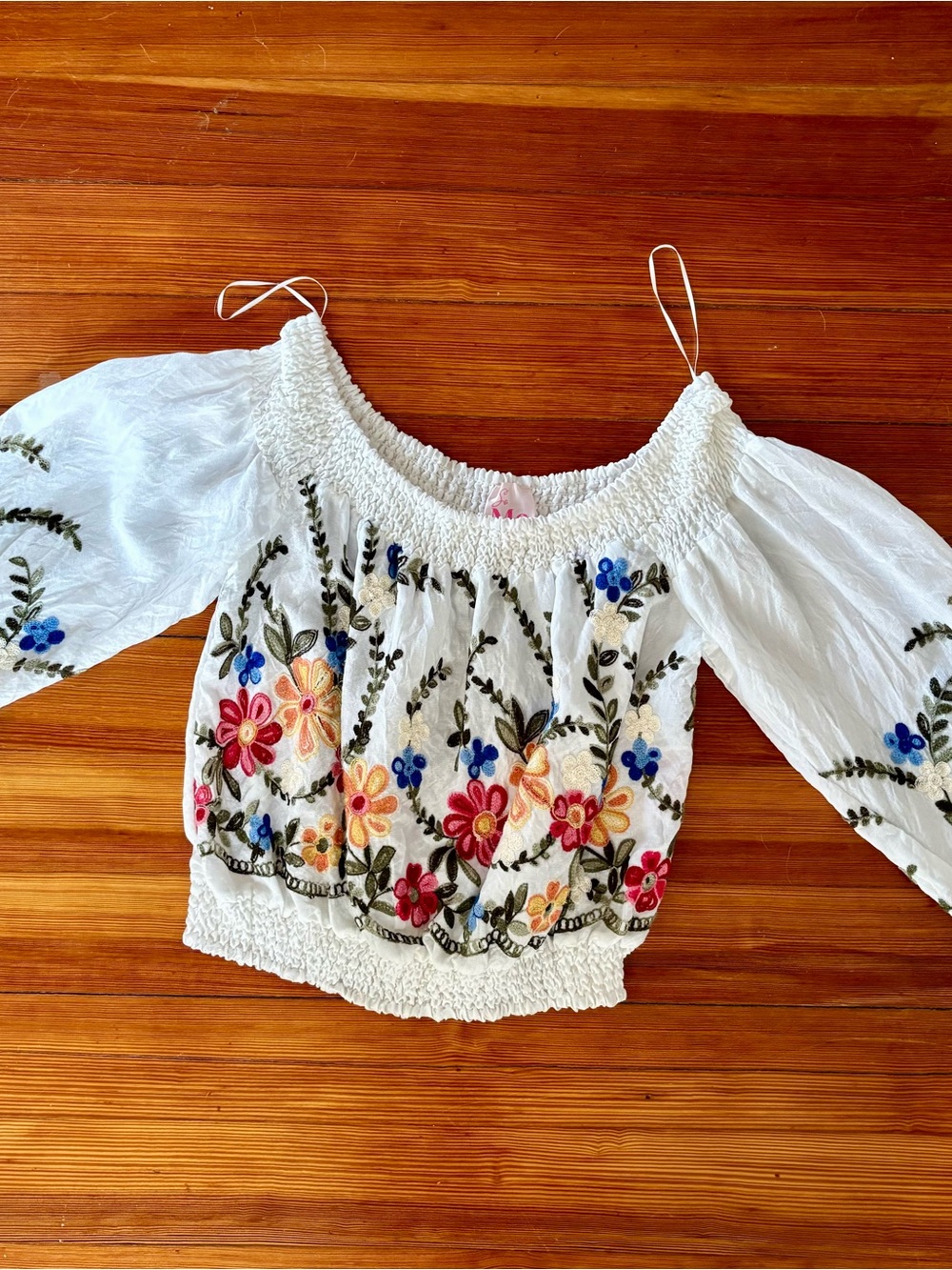 So Me White Off-Shoulder Floral Embroidered